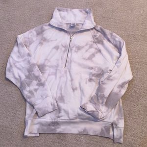 pink victoria’s sercet gray tie dye zip pullover